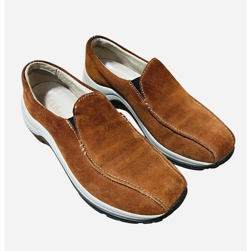 L.L. Bean Brown Suede Slip On Comfort Work Hard Sole Shoes Women Size 10M